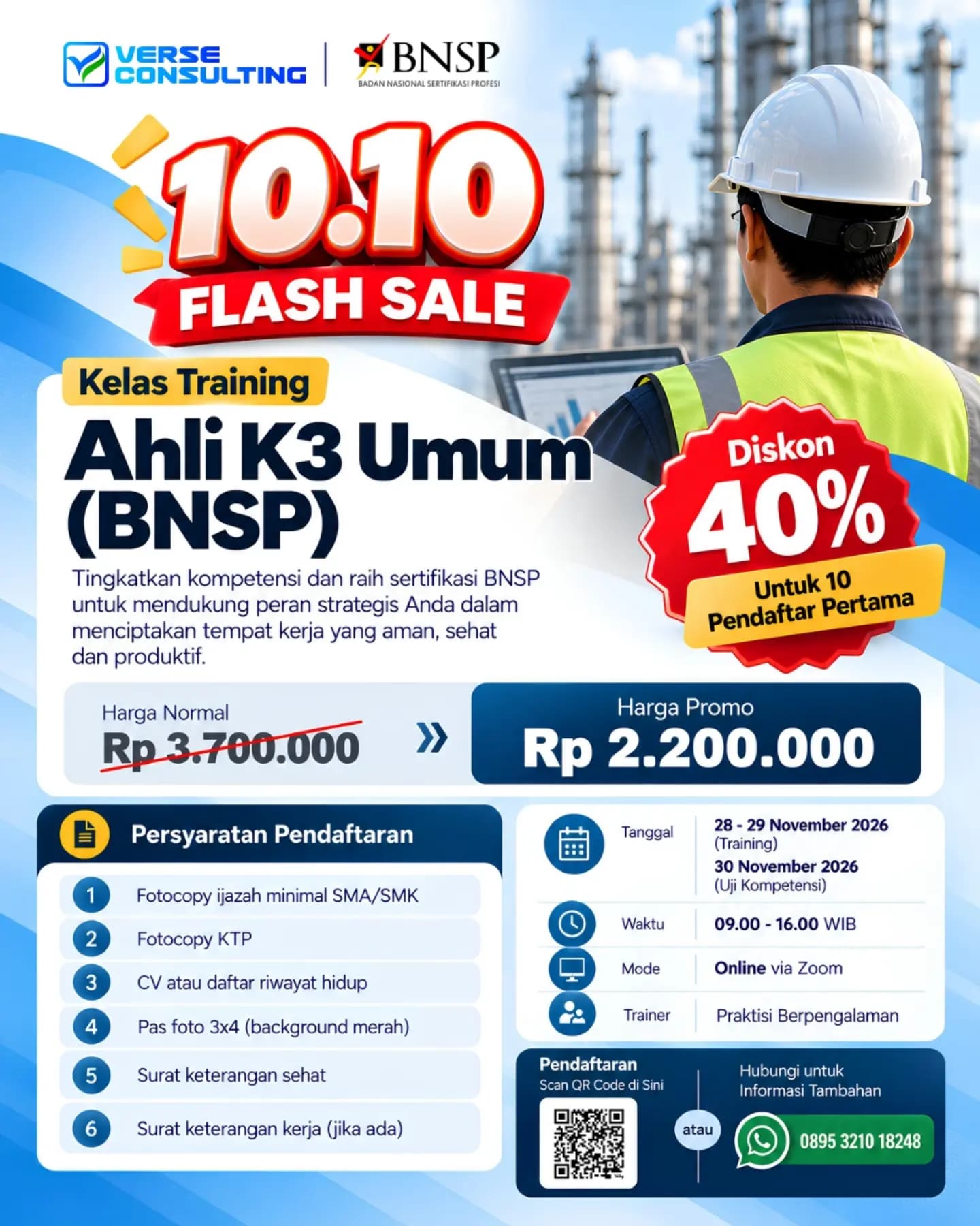 10.10 FLASH SALE — TRAINING AHLI K3 UMUM (BNSP)!